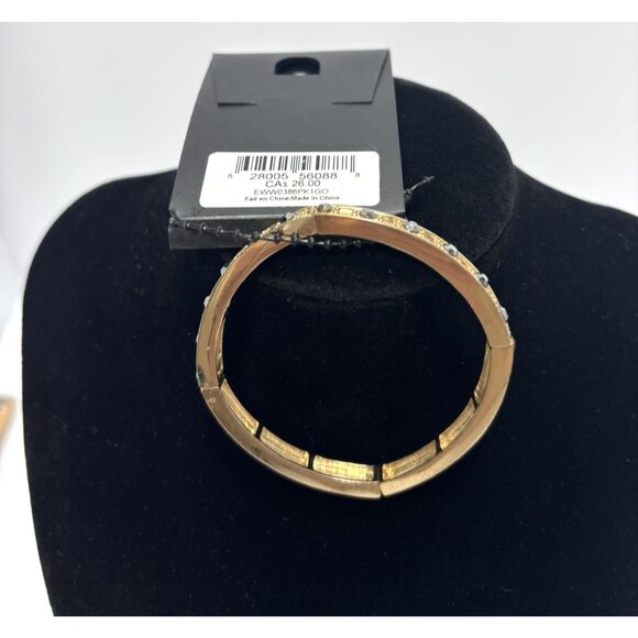 Expression Stretchy Bracelet Gold Tone Faux Jewels Fashion Jewelry NEW - Picture 3 of 6